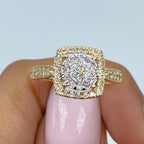 14K Gold Primrose Circle Square Halo Diamond Ring in yellow gold - close-up product photo