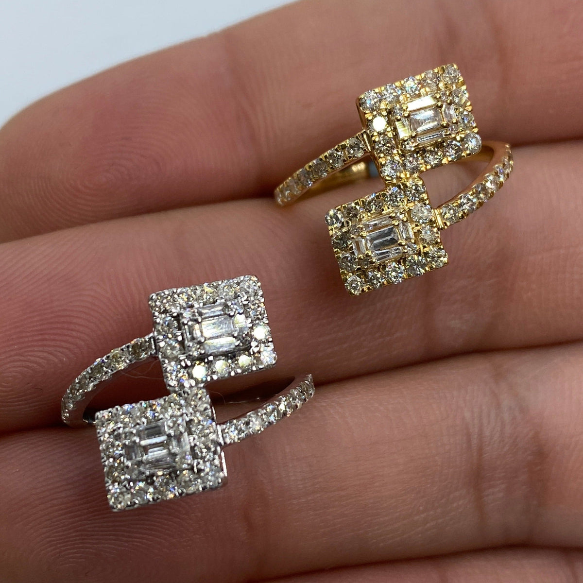 14K Gold Twist Square Diamond Engagement Ring - additional product view 2
