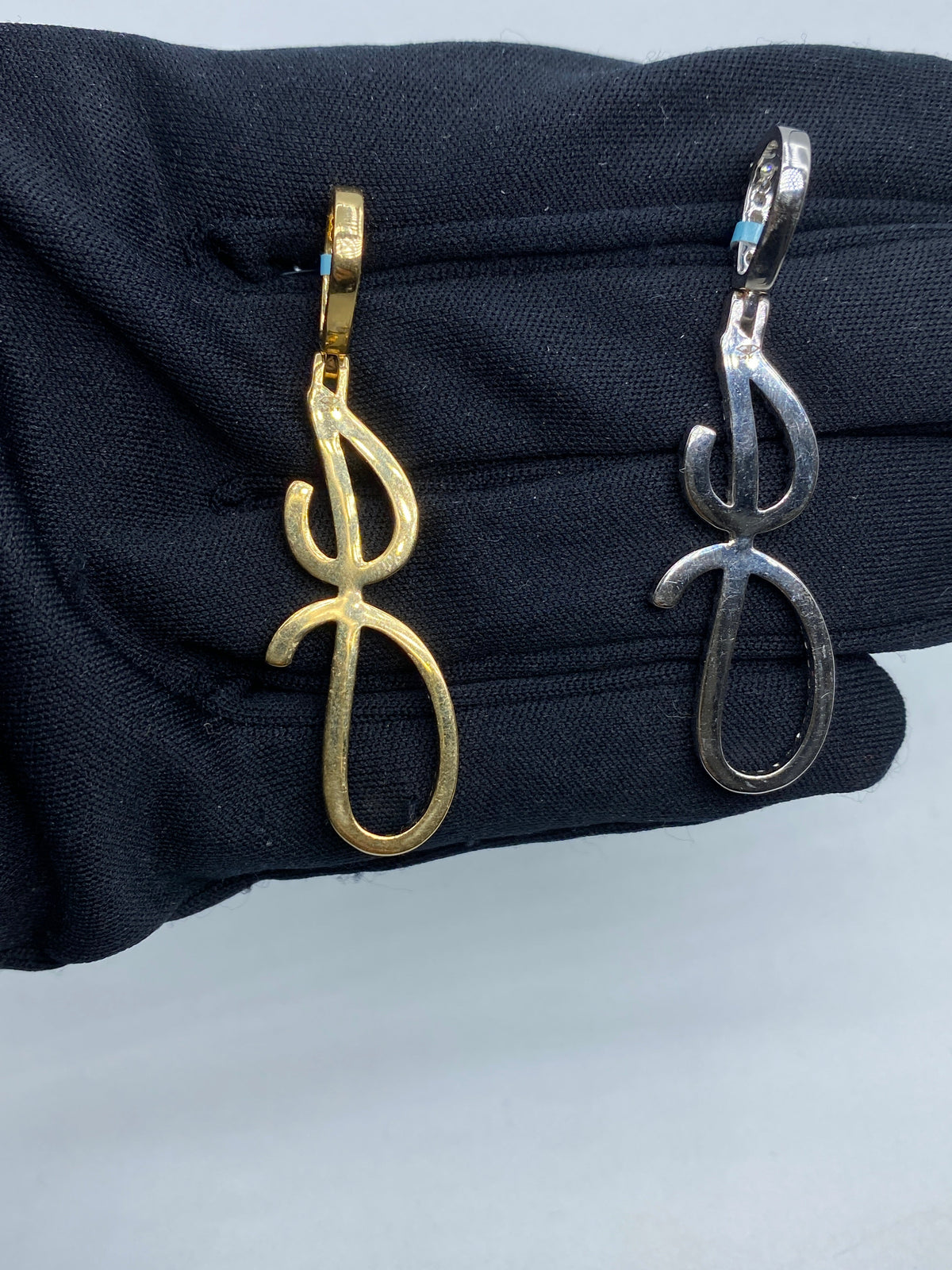 14K Gold Initial J Large Script Diamond Pendant - additional product view 6