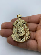 14K Gold Jesus Head Pendant 2.5 in - additional product view 4
