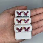 14K Gold Large Purple Butterfly Diamond Earrings - additional product view 2