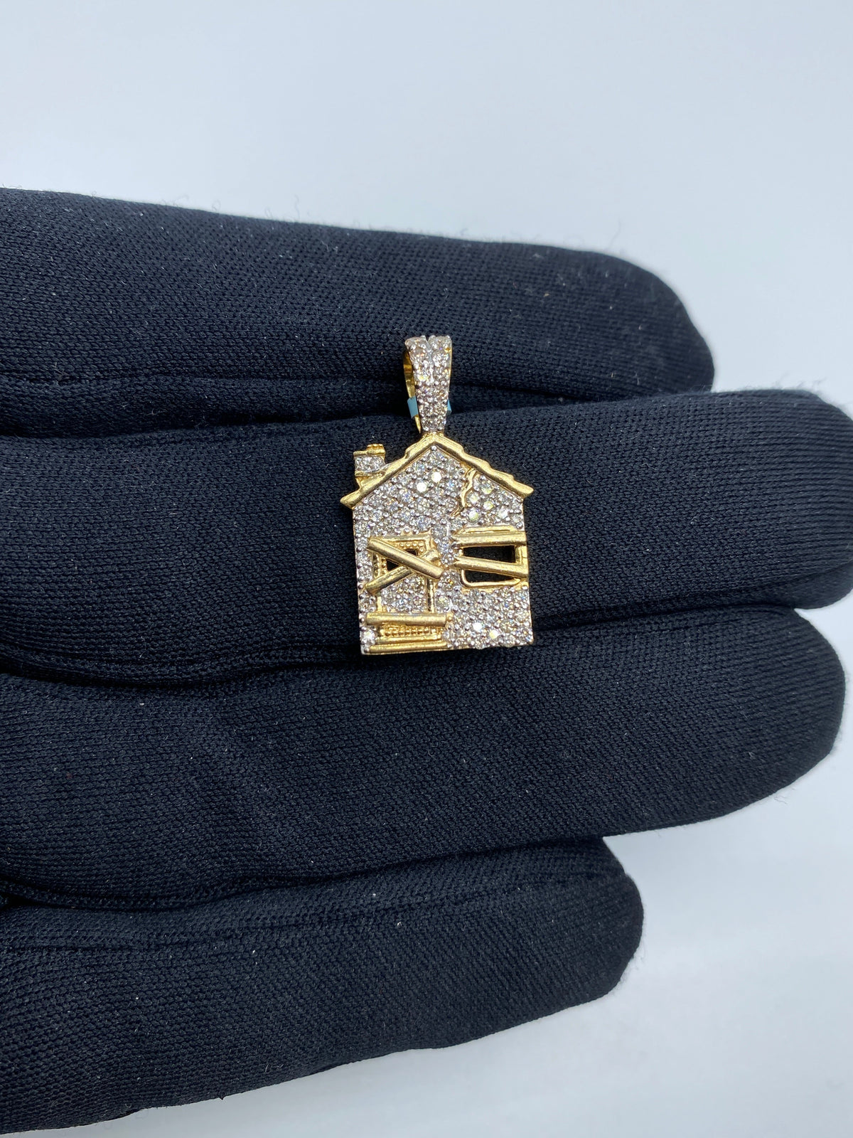 14K Gold Trap House Diamond Pendant - additional product view 2