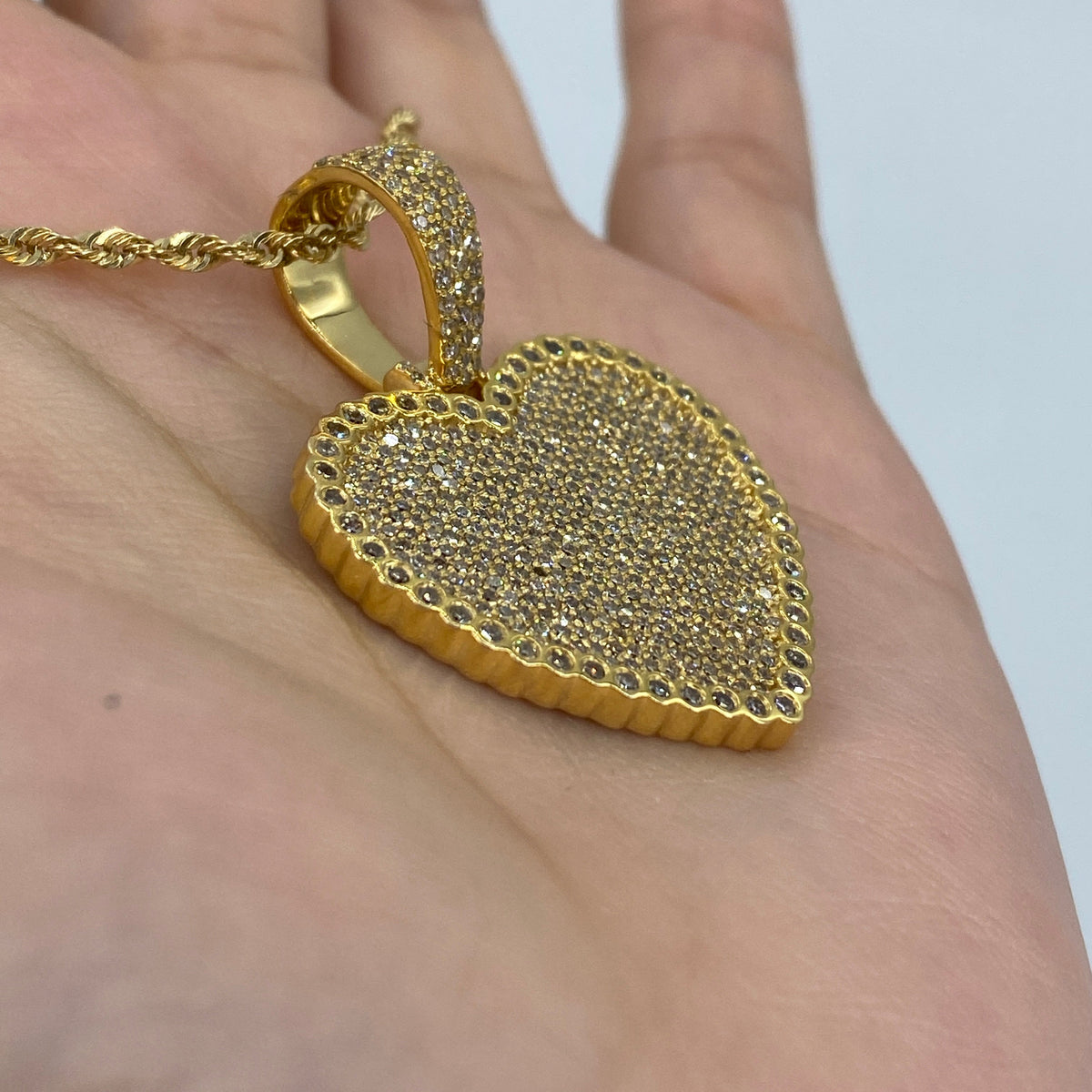 14K Gold Heart Pave Halo Diamond Pendant - additional product view 4