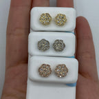14K Gold Hexagon Flower Diamond Earrings - additional product view 2