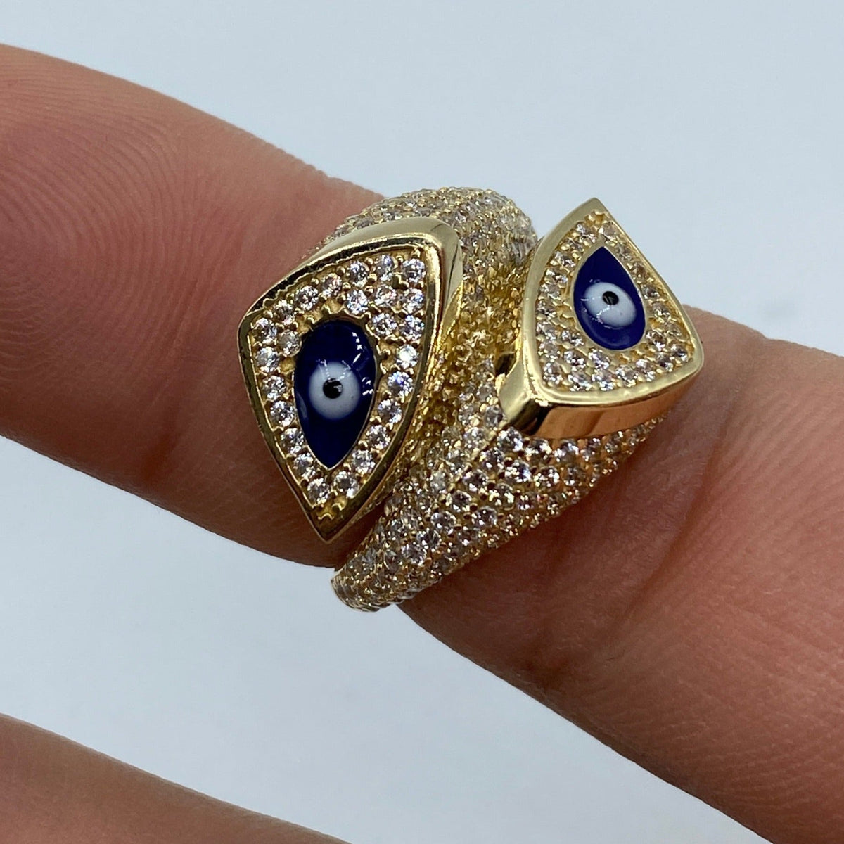 14K Gold Evil Eye Serpent Ring - additional product view 2