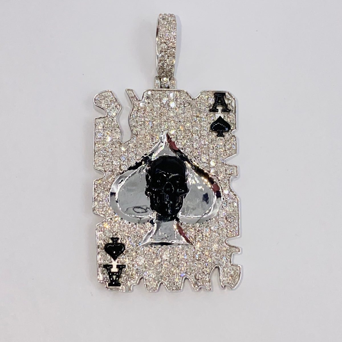 10K Gold Skull Ace of Spades Card Diamond Pendant - additional product view 10