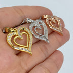 10K Ribbon Heart in Rose Gold Diamond Baguette Pendant - additional product view 3