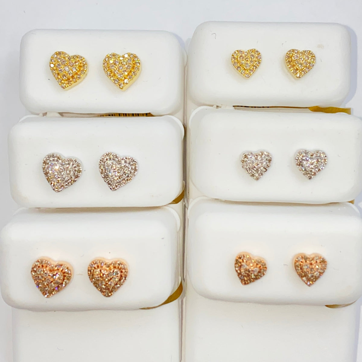 14K Gold Classic Heart Diamond Earrings - additional product view 6
