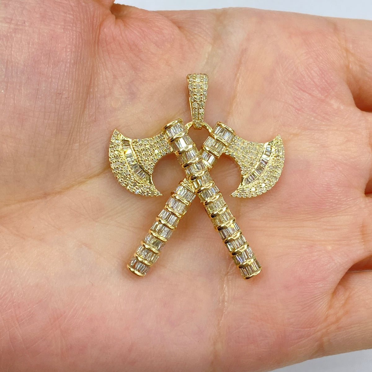 10K Gold Guild Axe Diamond Baguette Pendant - additional product view 3