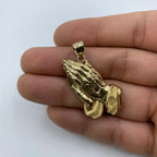 14K Gold Praying Hands Pendant 1.5 in - additional product view 6