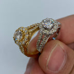 14K Gold Large Circle Stone Diamond Engagement Ring - additional product view 6