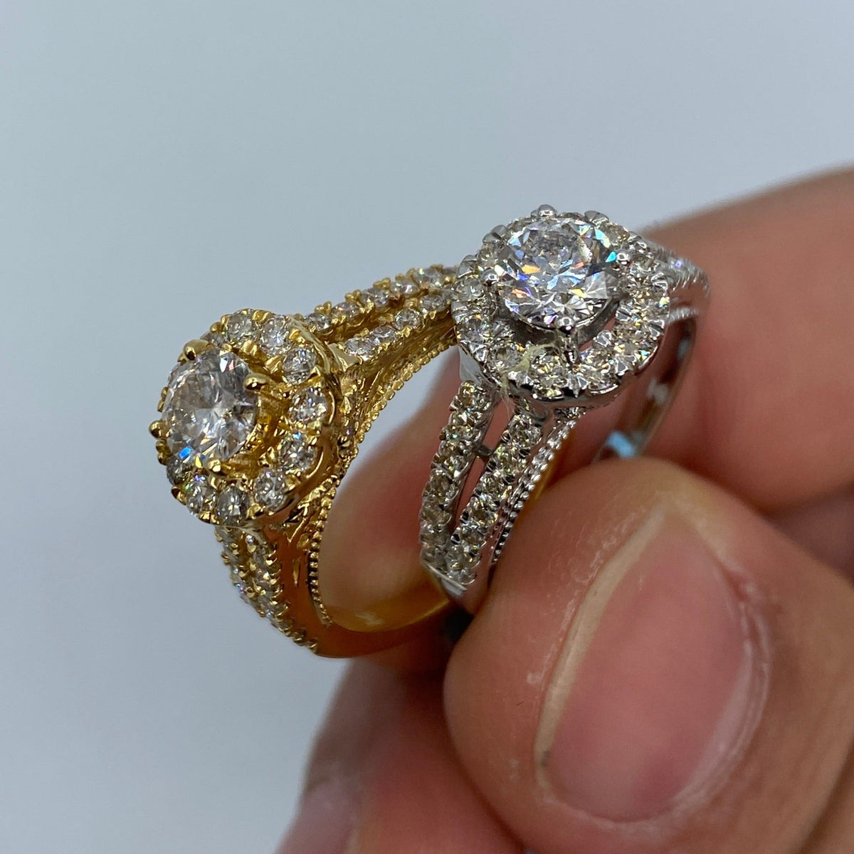 14K Gold Large Circle Stone Diamond Engagement Ring - additional product view 6