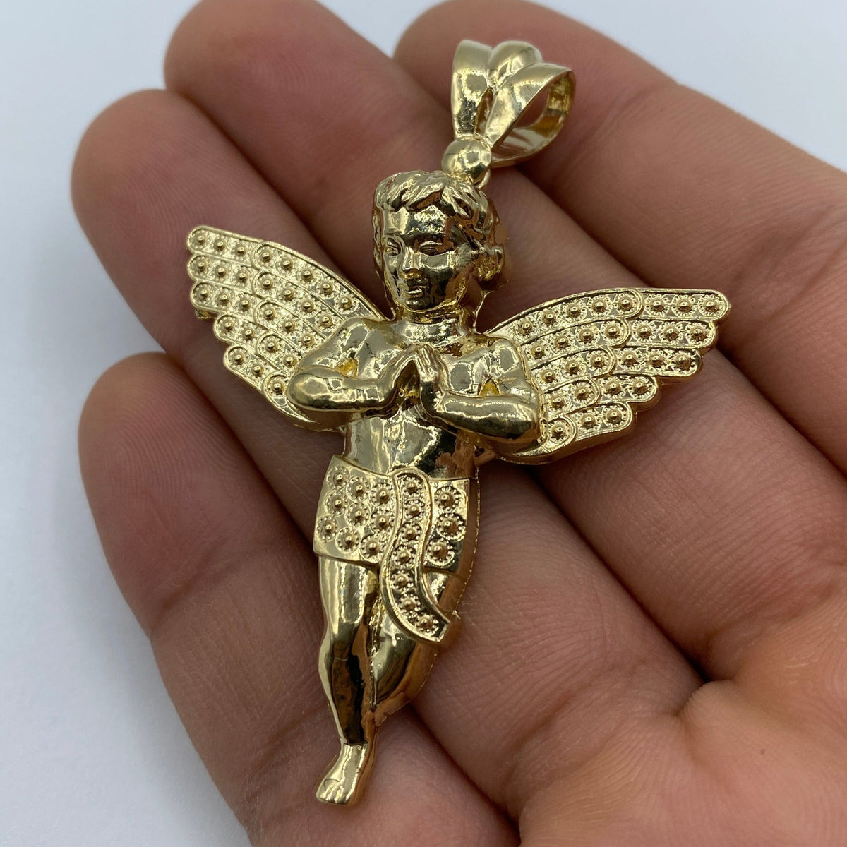 14K Gold Baby Angel Pendant 2.5 in - additional product view 4