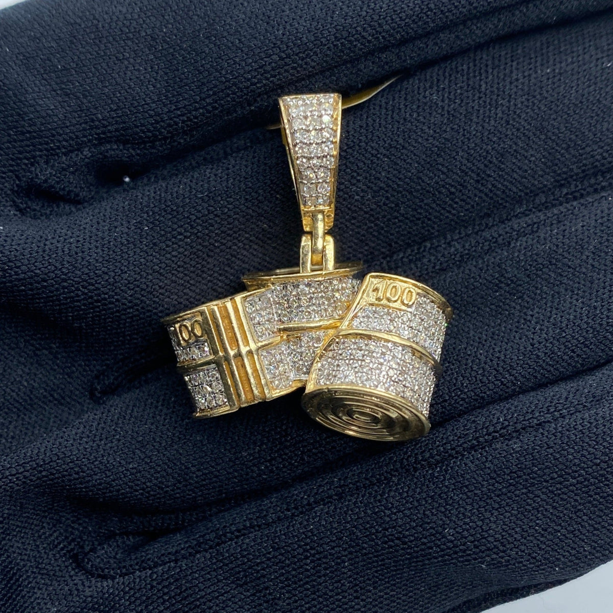 10K Gold Bundles of Cash Diamond Pendant - additional product view 2