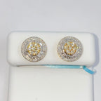 14K Gold Jumbo Circle Flower Halo Diamond Baguette Earrings - additional product view 6