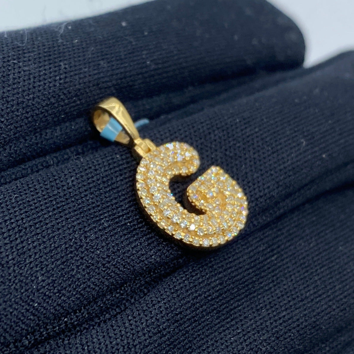 14K Gold Initial G Bubble Diamond Pendant - additional product view 3