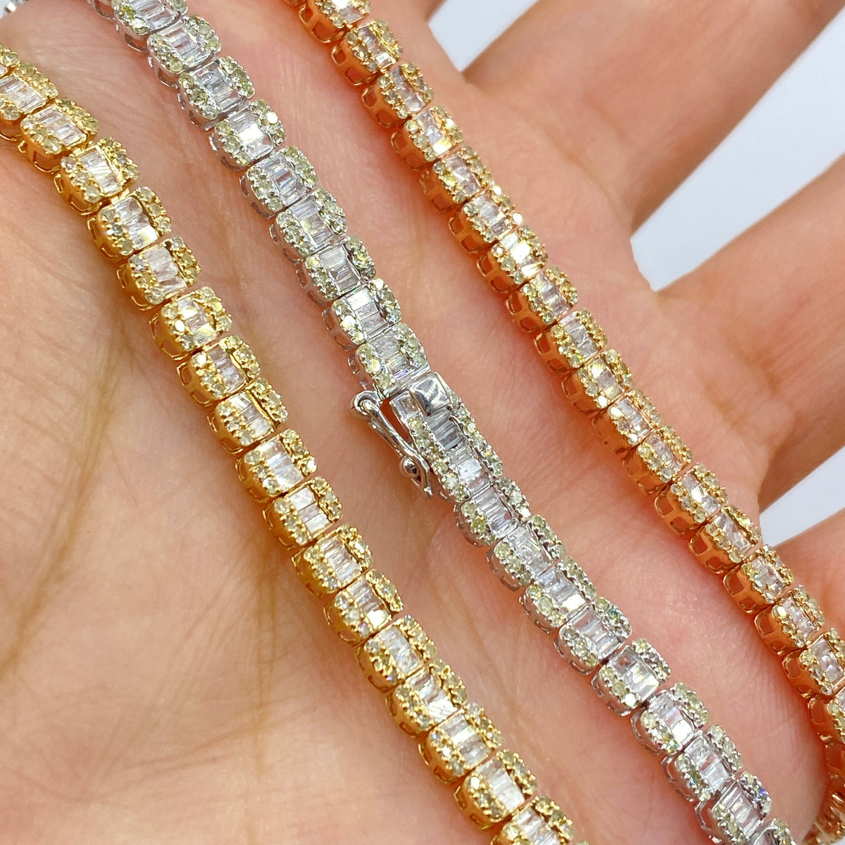 14K Gold 4.3mm Baguette Tennis Diamond Bracelet 7 in - additional product view 2