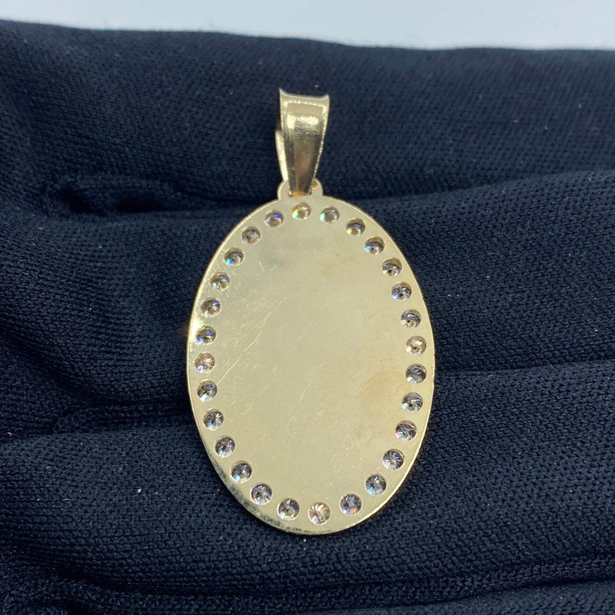 10K Gold Oval Picture Photo CZ Pendant - additional product view 4