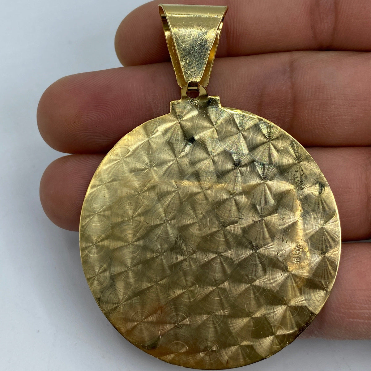 14K Gold Saint Caridad Del Cobre Round Medallion Pendant 2.75 in - additional product view 4