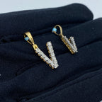 14K Gold Single Stone Initial V Diamond Pendant - additional product view 5