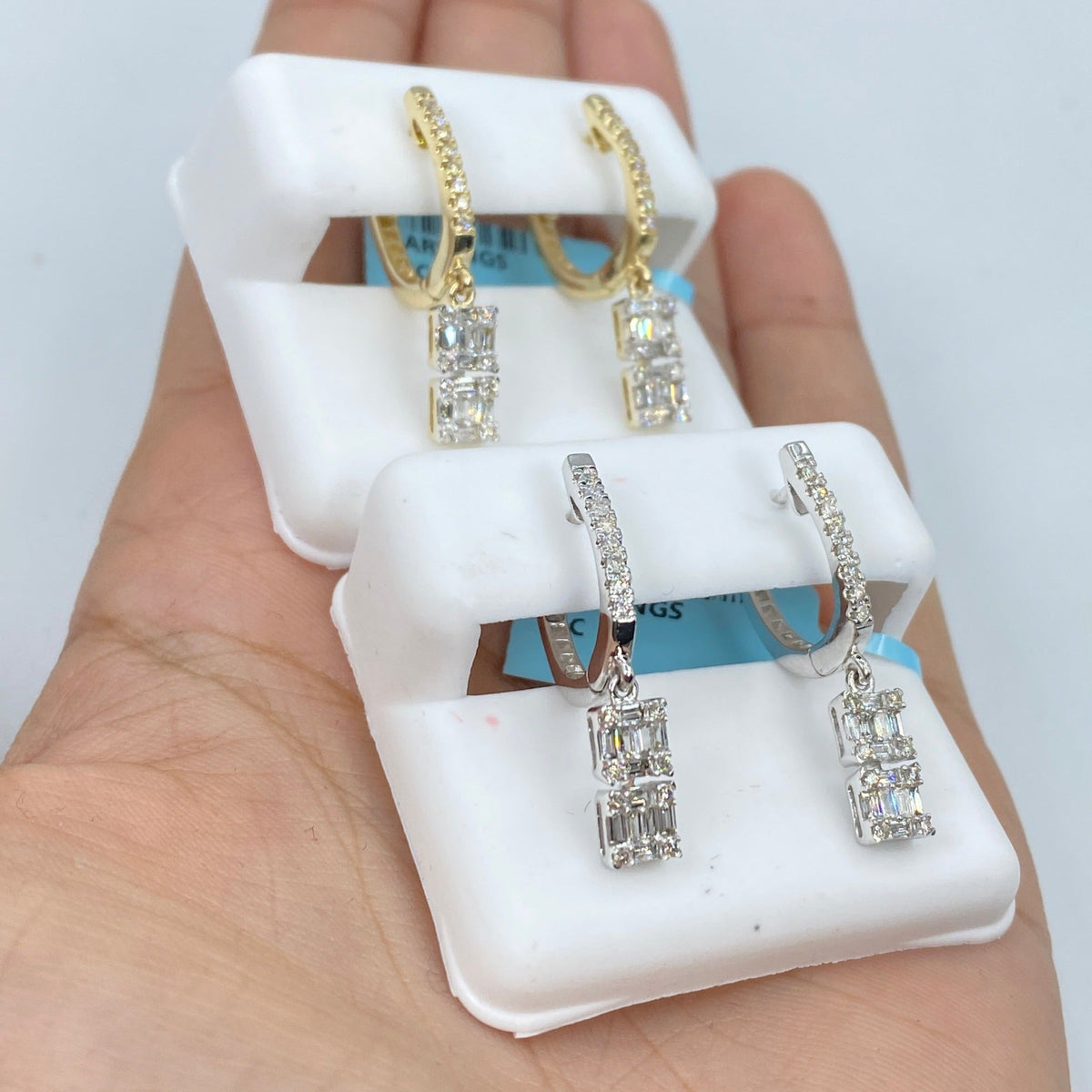 14K Gold Rococo Diamond Baguette Dangling Earrings - additional product view 5
