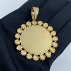 14K Gold Evil Eyes Flower Circle Picture Photo CZ Pendant - additional product view 4