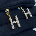 14K Gold Single Stone Initial H Diamond Pendant - additional product view 5