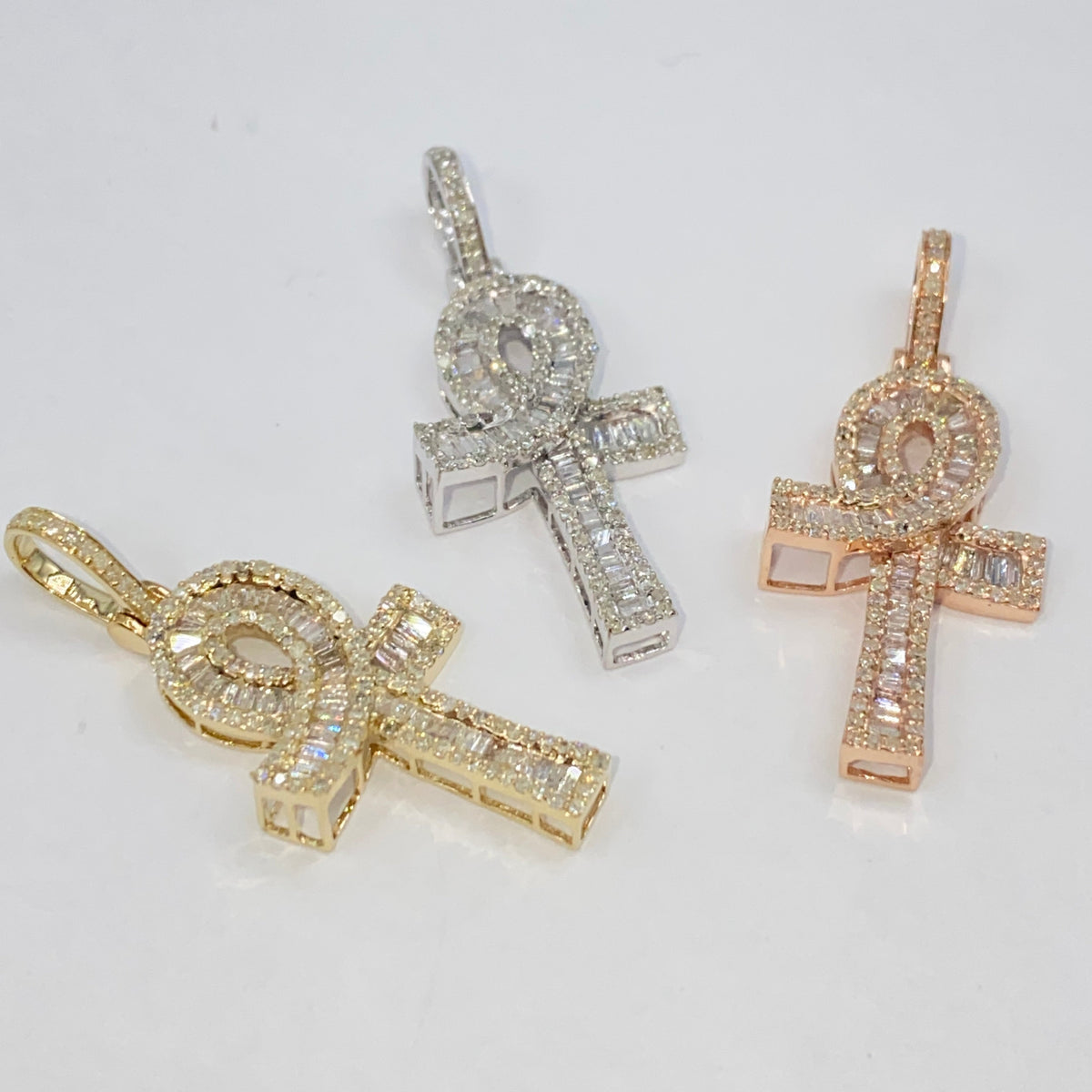 14K Gold Ankh Diamond Baguette Pendant - additional product view 9