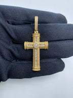 14K Gold Cross Diamond Baguette Pendant - additional product view 2