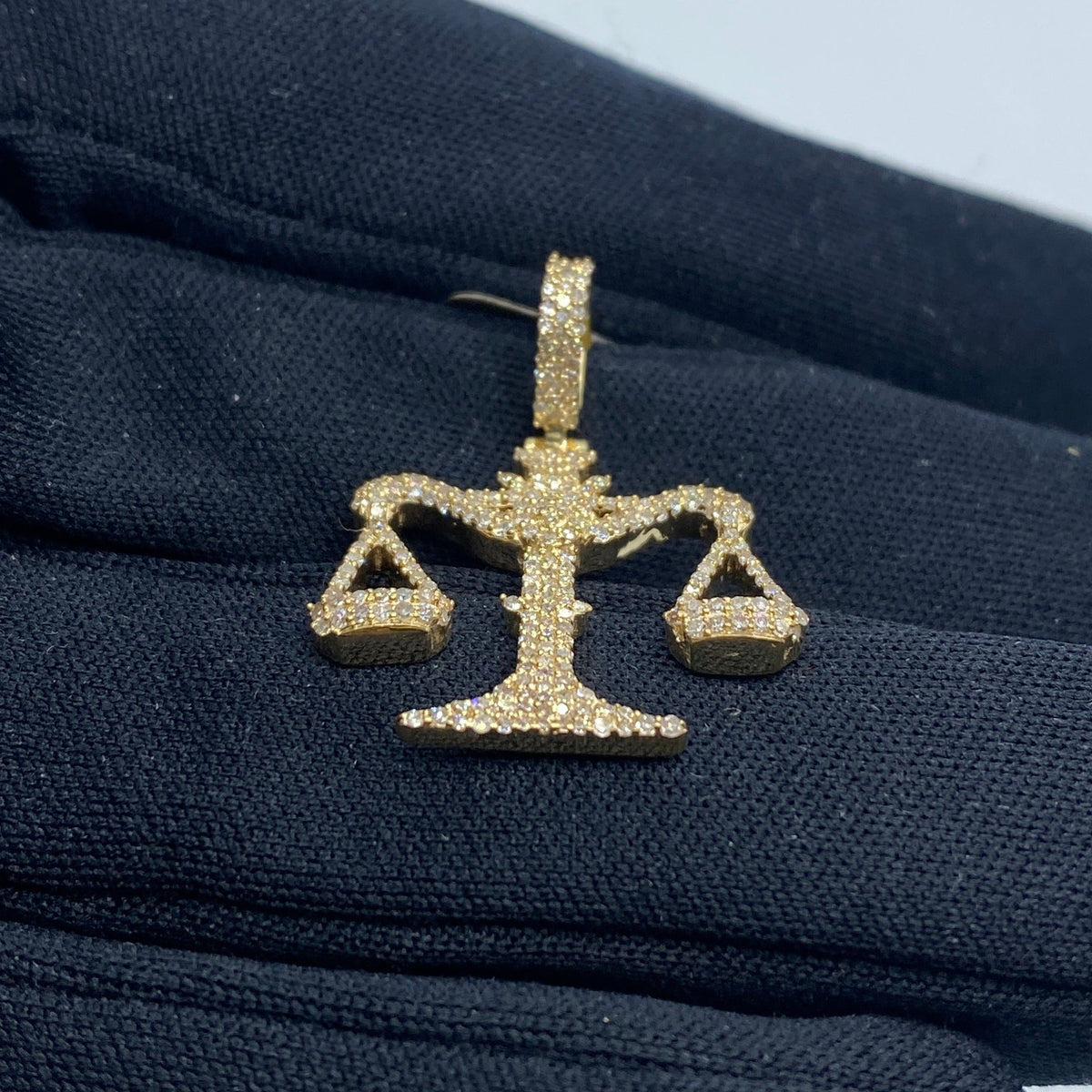 10K Gold Libra Scale of Justice Diamond Pendant - additional product view 4