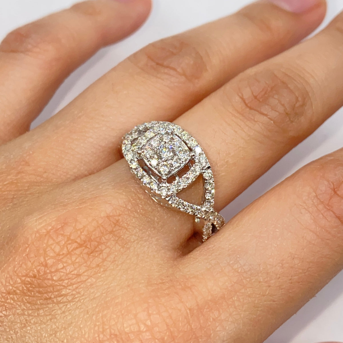 14K Gold Square Halo Twist Diamond Engagement Ring - additional product view 2