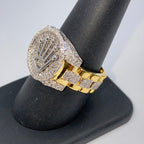 14K Gold Two-Tone Crown Diamond Ring - additional product view 5