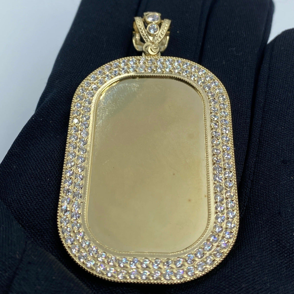 10K Gold Rounded Rectangle Picture Photo CZ Pendant - additional product view 2