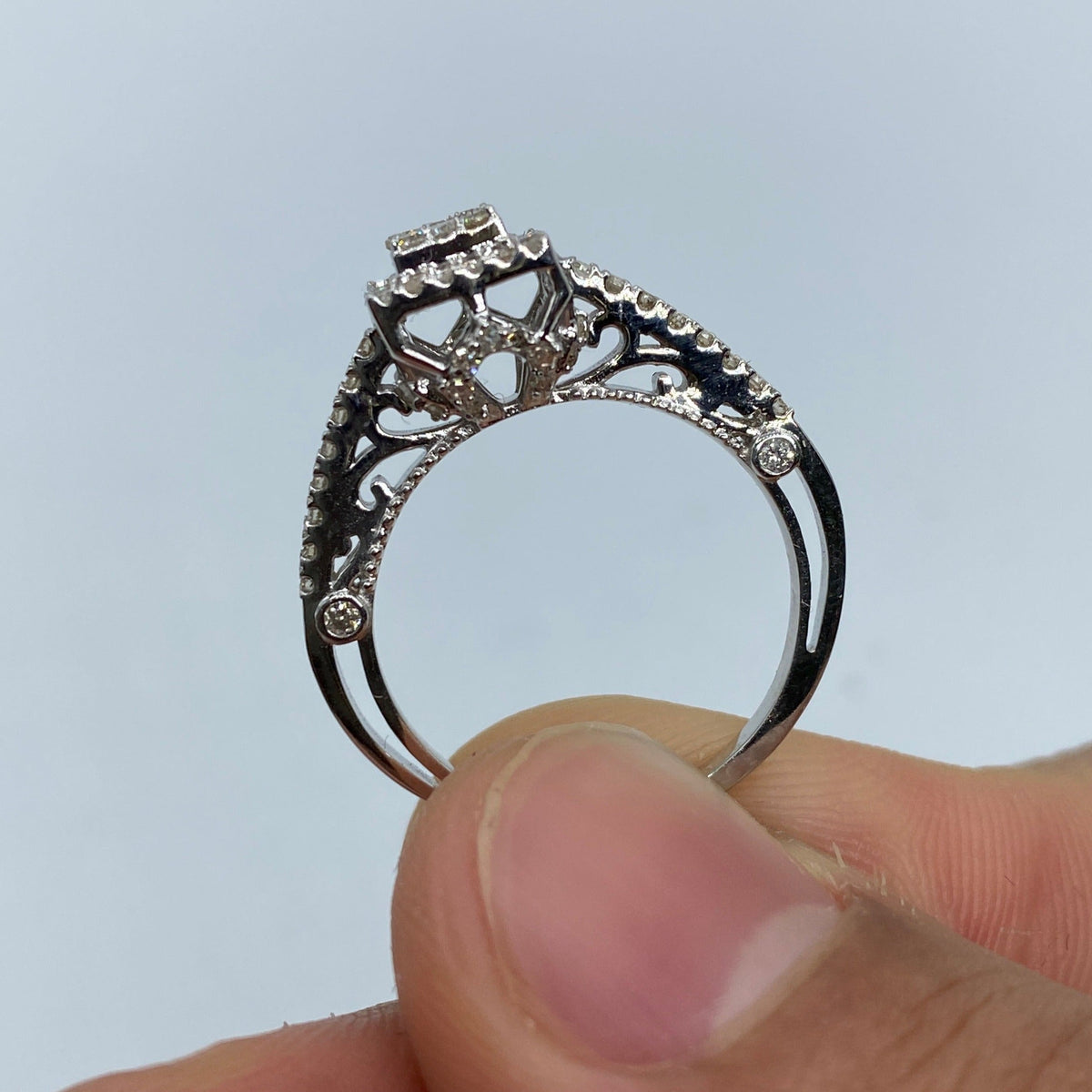 14K Gold 3D Square Diamond Engagement Ring - additional product view 7