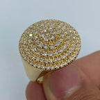 14K Gold Flat Cake Diamond Ring in yellow gold - close-up product photo