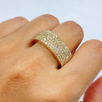 14K Gold Iced Diamond Wedding Stack Ring Band in yellow gold - close-up product photo
