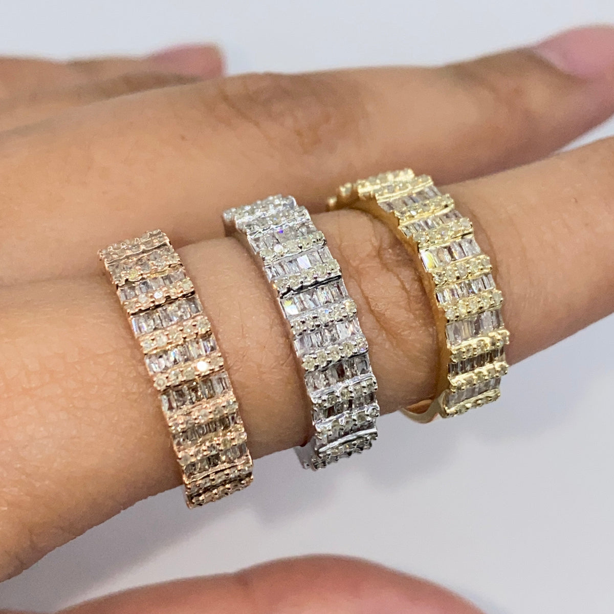 14K Gold 5.5mm Diamond Baguette Ring Band - additional product view 3