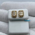14K Gold Elias Rectangle Diamond Baguette Earrings in yellow gold - close-up product photo