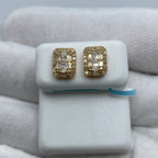 14K Gold Elias Rectangle Diamond Baguette Earrings in yellow gold - close-up product photo