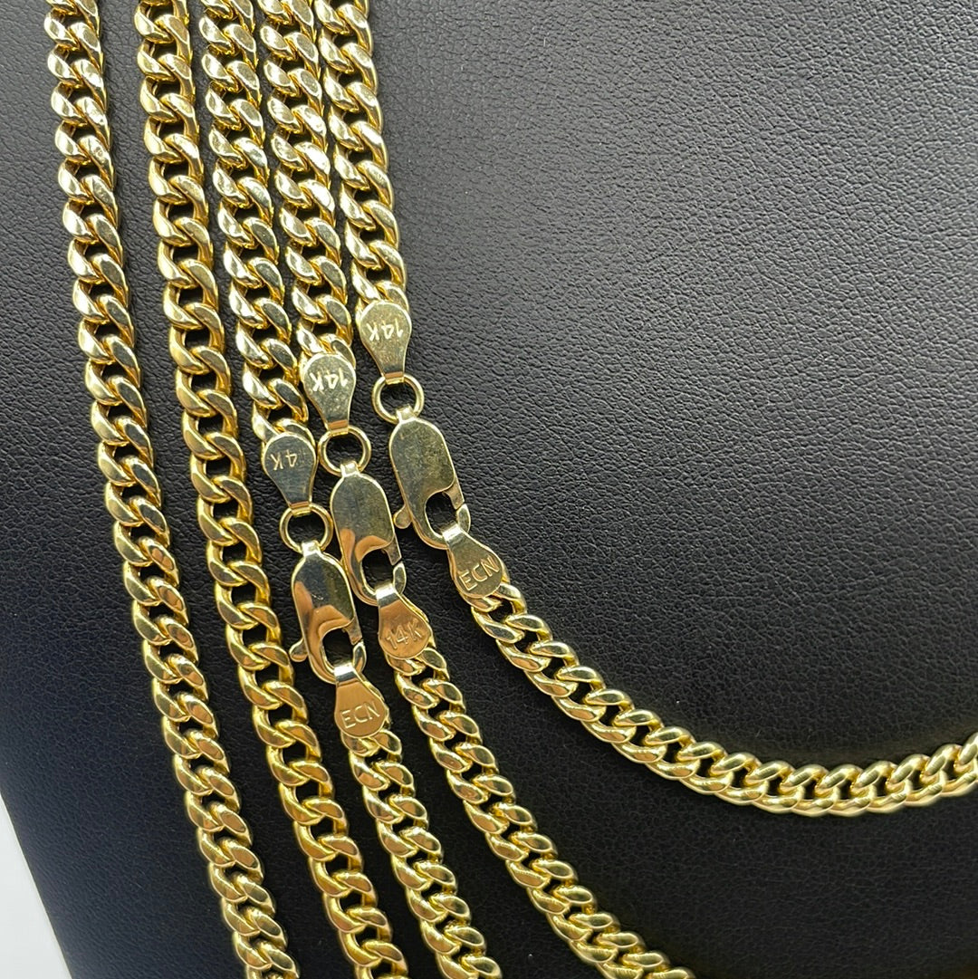 Miami Cuban Link Chain Real 14K Yellow Gold Full Collection, 5mm - close-up product photo
