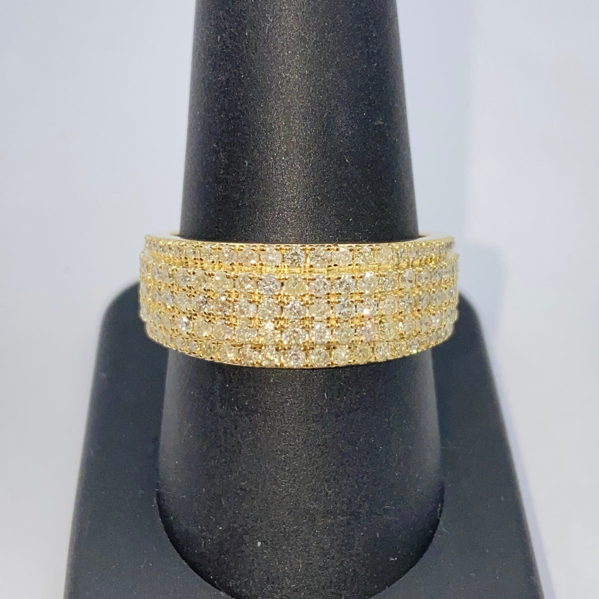 10K Gold 9mm Pave Diamond Ring Band - additional product view 5