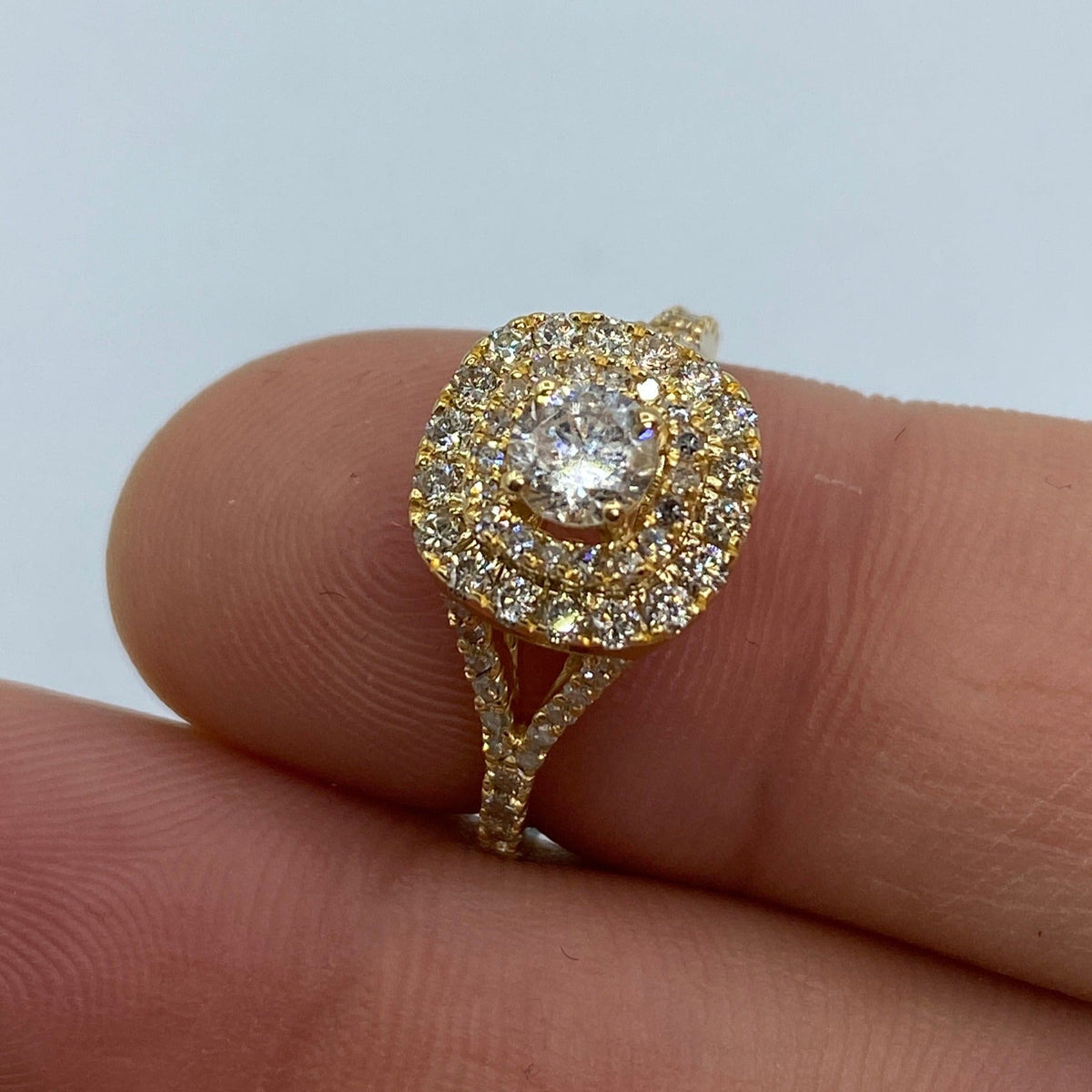 14K Gold Wide Square Large Center Stone Diamond Engagement Ring - additional product view 2