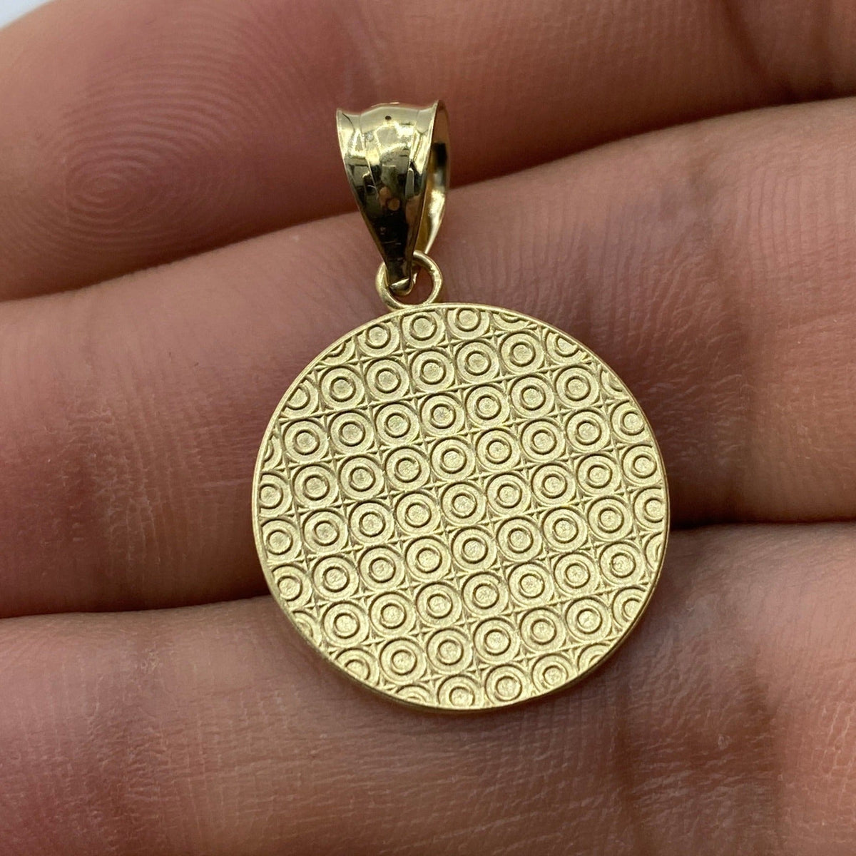 14K Gold Saint Michael Round Pendant - additional product view 4