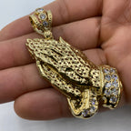 14K Gold Praying Hands Pendant 2.5 in - additional product view 5
