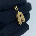 10K Gold Initial A Bubble Diamond Pendant - additional product view 4