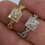 14K Gold Spiral Square Large Center Stone Diamond Engagement Ring - additional product view 2
