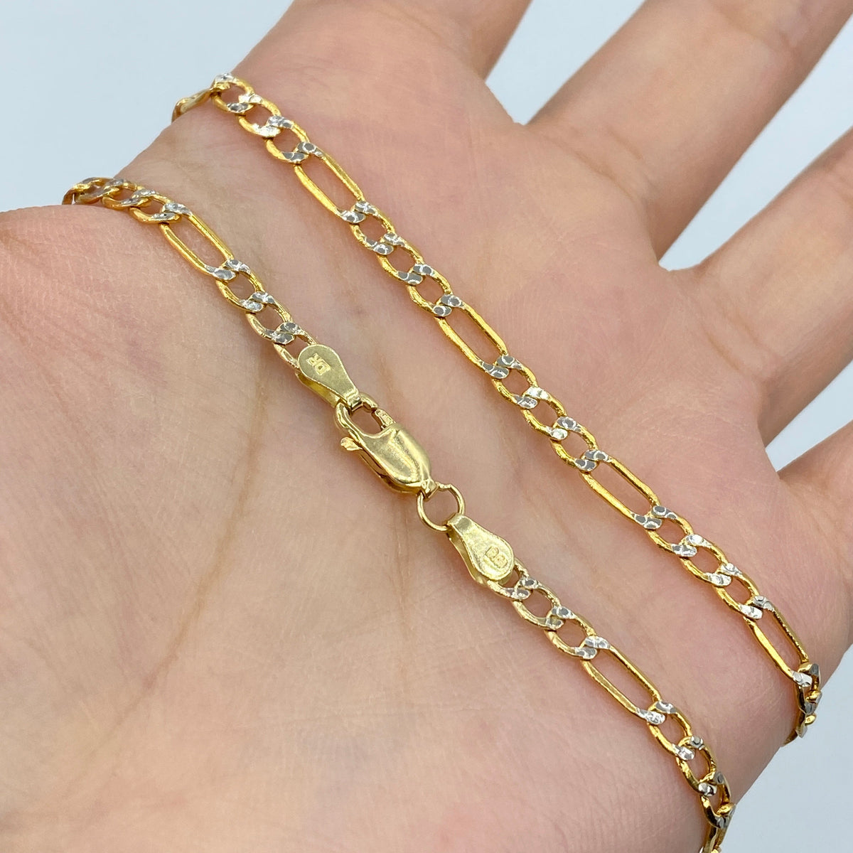14K Gold 3.8mm Figaro Two-Tone Chain 18–24 in - additional product view 4