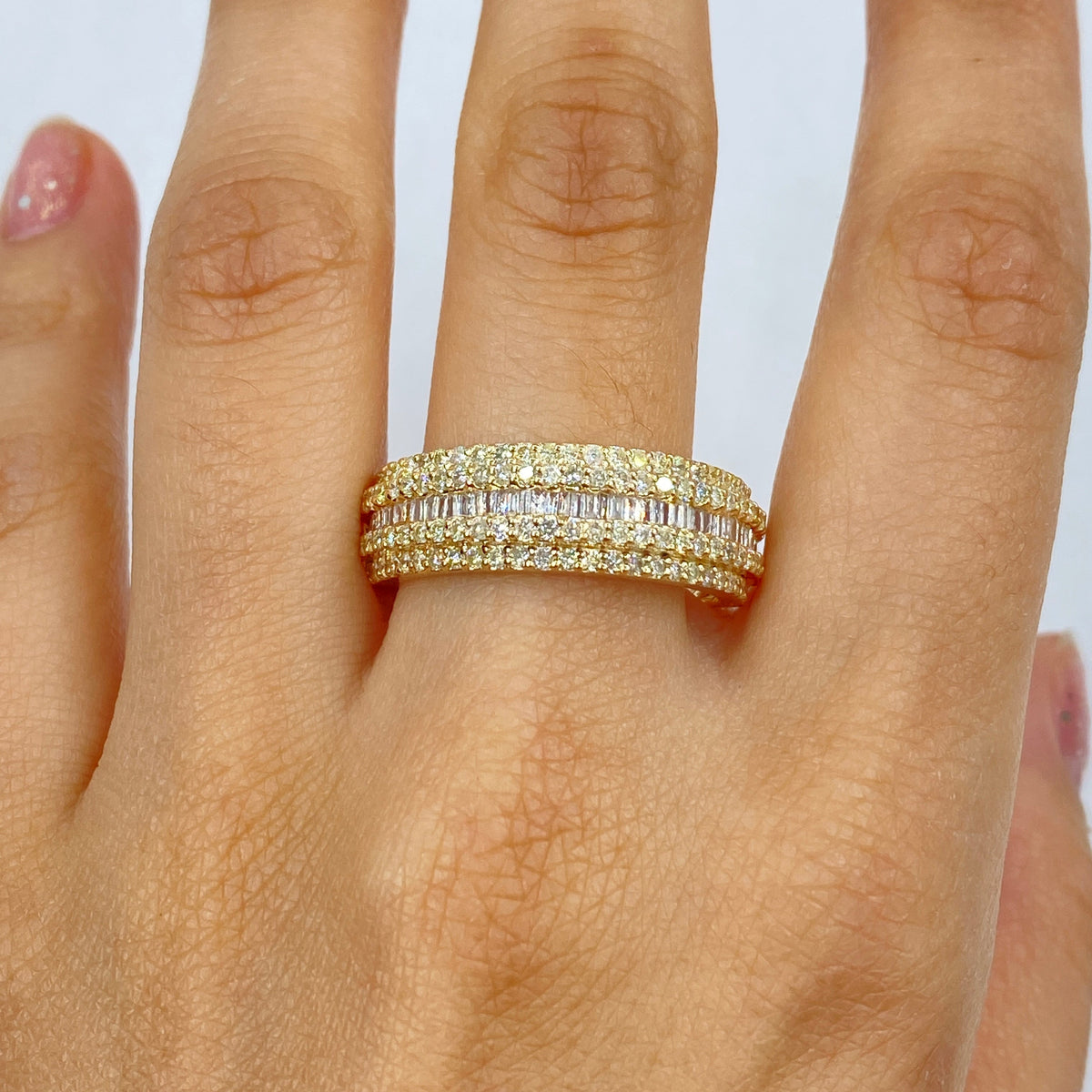 10K Gold Succession Diamond Baguette Ring in yellow gold - close-up product photo