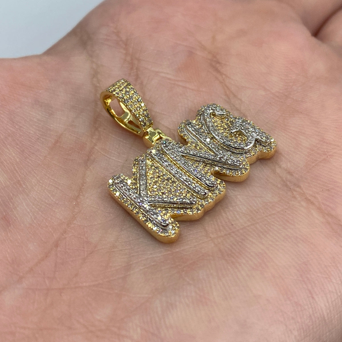 10K Gold King Name Plate Diamond Pendant - additional product view 3