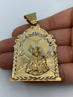 14K Gold Saint Barbara Medallion Pendant 3.0 in - additional product view 6